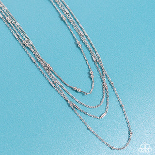 Studded Shimmer - Silver - Tiered Chain Paparazzi Short Necklace
