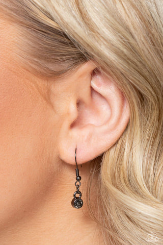 Tassel Tabloid - Black - Marquise Cut Gem Gunmetal Tassel Paparazzi Necklace