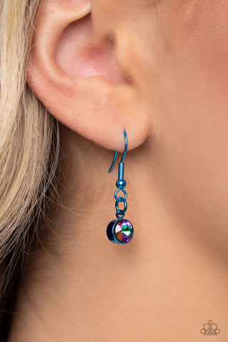 Combustible Command - Blue - UV Oil Spill Gem Paparazzi Short Necklace