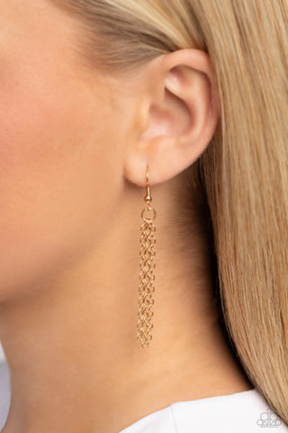 Striped Style - White - Gold Disc Tiered Paparazzi Short Necklace