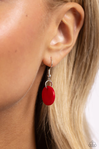 Shell Sensation - Red - Seashell Bead Paparazzi Lanyard Necklace