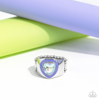 Fond Regard - Blue - Painted Heart Iridescent Gem Paparazzi Ring