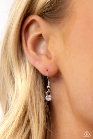 Pronged Passion - Silver - Gray Pearl White Rhinestone Dainty Paparazzi Short Necklace