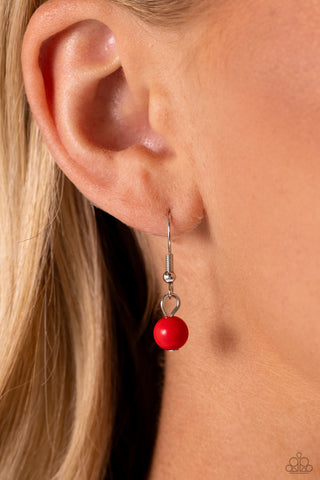 Romantic Ragtime - Red - Acrylic Heart Colored Bead Paparazzi Short Necklace