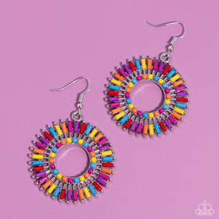 Ferris Wheel Finale - Multi - Rainbow Bead Paparazzi Fishhook Earrings