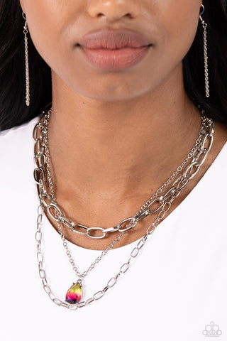 Teardrop Tiers - Multi - Ombre Teardrop Tiered Paparazzi Short Necklace