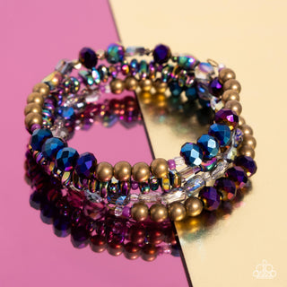 Impressive Infinity - Brass - Oil Spill Pebbles and Beads Paparazzi Coil Bracelet