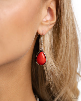 Rustic Remix - Red - Teardrop Stone Paparazzi Short Necklace