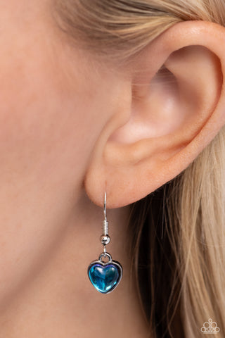 Seize the Simplicity - Blue - Oversized UV Heart Black Cord Paparazzi Short Necklace