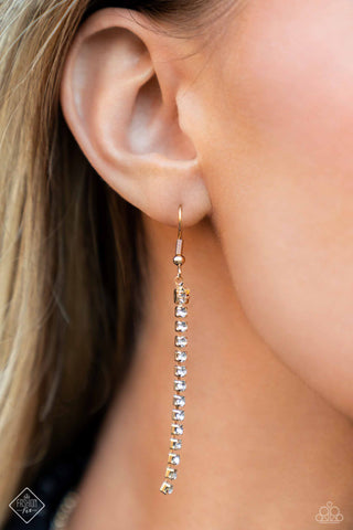 I SQUARE For You - Gold - Mixed Metal White Rhinestone Tiered Paparazzi Short Necklace - February 2024 Magnificent Musings