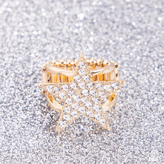 Star Pizzazz - Gold - White Rhinestone Star Paparazzi Ring