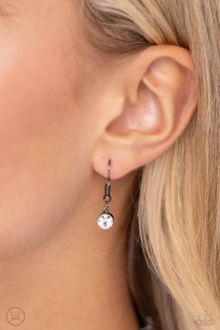 Glistening Gallery - Black - Oversized White Rhinestone Tiered Gunmetal Paparazzi Choker Necklace