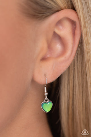 Seize the Simplicity - Green - Oversized UV Heart Paparazzi Short Necklace
