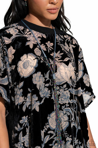 Knotted Karma - Silver - Knotted Cord Oil Spill Beads Paparazzi Long Necklace - December 2023 Life of the Party Exclusive