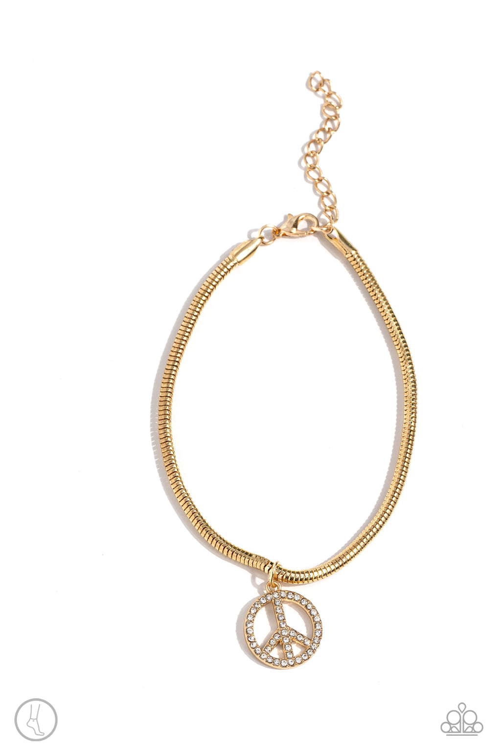 Pampered Peacemaker - Gold - White Rhinestone Encrusted Peace Sign Pap ...