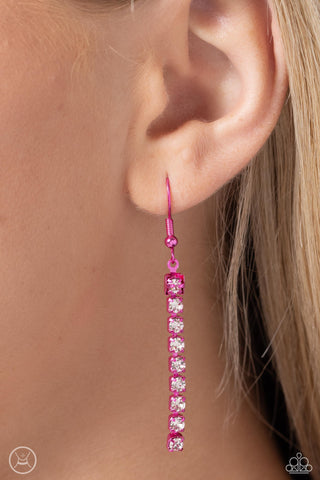 Champagne Night - Pink - Metallic White Rhinestone Tiered Paparazzi Choker Necklace