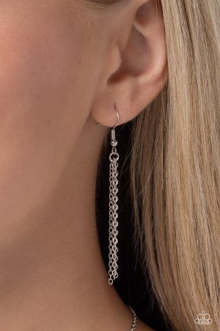 Low-Key Lunar - Silver - Crescent Moon and Heart Paparazzi Short Necklace