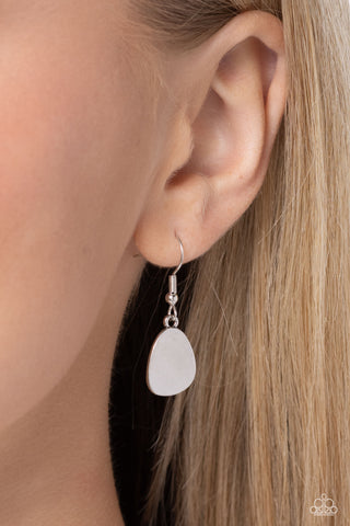 Sunflower Shift - Silver - Oversized Abstract Teadrop Pendant with Flower Paparazzi Long Necklace