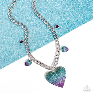 For the Most HEART - Purple - Ombre Rhinestone Encrusted Heart Paparazzi Short Necklace - 2024 Empower Me Pink Exclusive