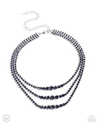 Dynamite Debut - Blue - Rhinestone Tiered Paparazzi Choker Necklace