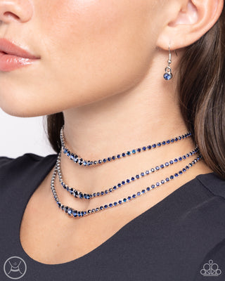 Dynamite Debut - Blue - Rhinestone Tiered Paparazzi Choker Necklace