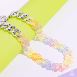 Rainbow Ragtime - Multi - Colorful Acrylic Chain Paparazzi Short Necklace