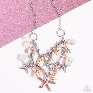 Seashell Shanty - Multi - Rhinestone and Pearl Starfish Paparazzi Short Necklace - 2024 Empower Me Pink Exclusive