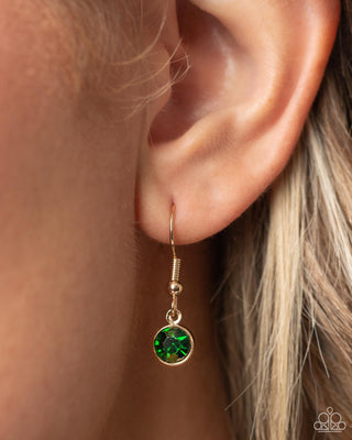 Four Leaf Fashion - Green - Rhinestone Encrusted Gold Clover St. Patrick's Day Paparazzi Short Necklace