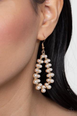 Absolutely Ageless - Gold - White Pearl Teardrop Paparazzi Fishhook Earrings