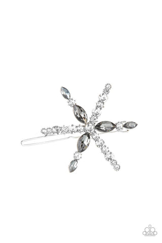 Celestial Candescence - Silver - Hematite Rhinestone Snowflake Paparazzi Hair Clip