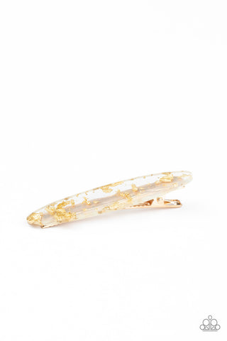 Confetti Couture Gold Paparazzi Hair Clip