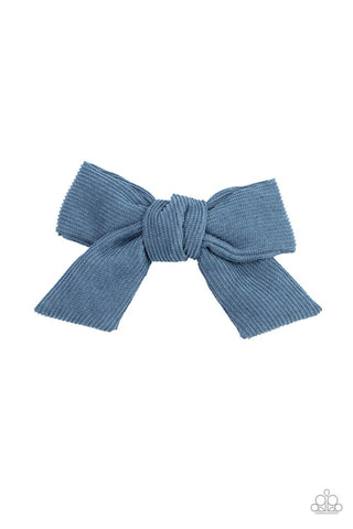 Corduroy Cowgirl - Blue -  Ribbon Paparazzi Hair Bow