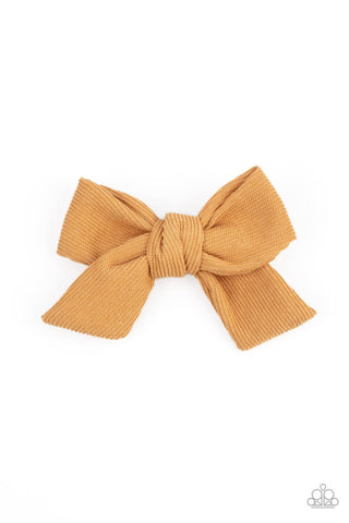 Corduroy Cowgirl - Yellow -  Ribbon Paparazzi Hair Bow