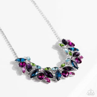 Crowning Collection - Multi - Marquise Cut Jewel Tone Gem Paparazzi Statement Necklace - 2023 Empower Me Pink Exclusive