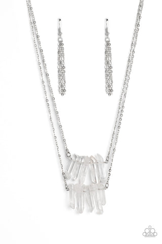 Crystal Catwalk - White - Tiered Stone Paparazzi Short Necklace