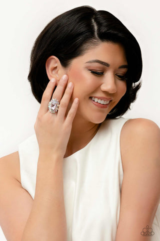 Dynamic Diadem - Pink - and Iridescent Gem Paparazzi Ring - April 2023 Life of the Party Exclusive