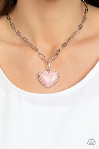 Everlasting Endearment - Pink - Heart Pendant Paparazzi Short Necklace