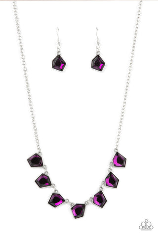 Experimental Edge Purple Asymmetric Rhinestone Paparazzi Necklace