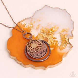 Flowers for Mama - Multi - Copper and Gold Hammered Disc Flower Pendant Mother's Day Paparazzi Long Necklace