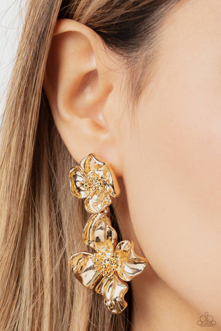 Gilded Grace - Gold - Flower Paparazzi Post Earrings