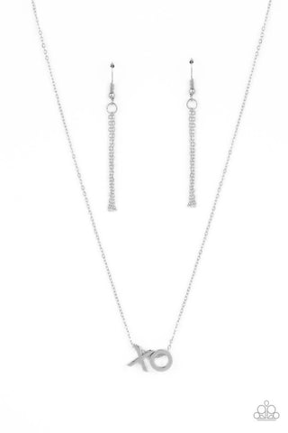 Hugs and Kisses - Silver - XO Dainty Paparazzi Short Necklace