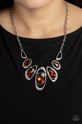 Hypnotic Twinkle - Brown - Oversized Gem Statement Paparazzi Short Necklace