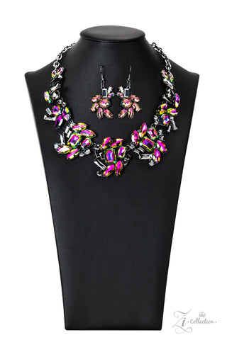 Obsessed - 2022 Zi Collection - Multi Oil Spill Gem Clusters Paparazzi Necklace