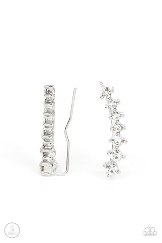 PRISMATIC and Proper - White - Rhinestone Paparazzi Ear Crawler Earrings