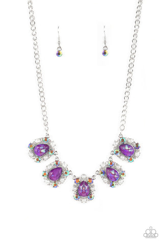 Pearly Pond - Purple - Pearl and Iridescent Rhinestone Paparazzi Short Necklace