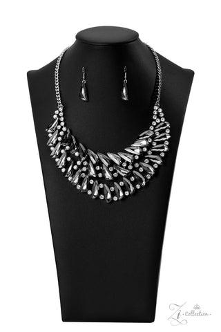 Perceptive - 2022 Zi Collection - Hematite and White Rhinestone Paparazzi Necklace