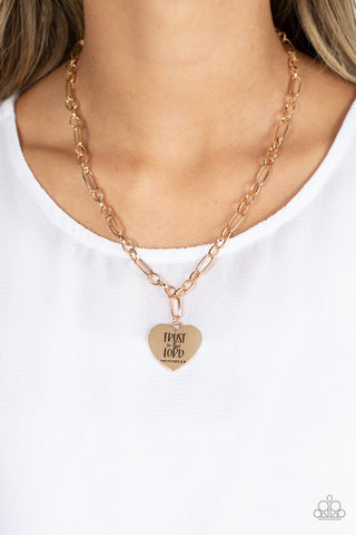 Perennial Proverbs - Gold - "Trust in the Lord" Inspirational Heart Paparazzi Short Necklace