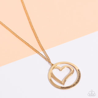 Positively Perfect - Gold - Heart "Everything I Am, You Helped Me to Be" Inspirational Mother's Day Heart Paparazzi Long Necklace