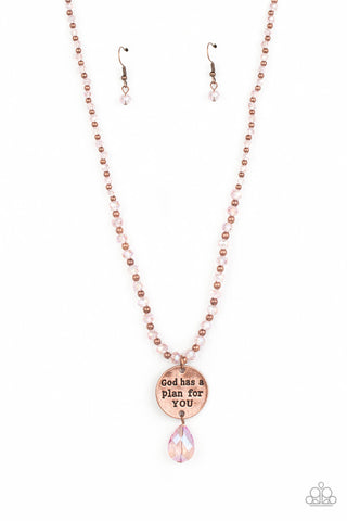 Priceless Plan - Copper - Inspirational "God Has a Plan for You" Paparazzi Short Necklace