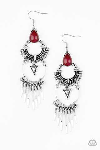 Progressively Pioneer Red Paparazzi Earrings